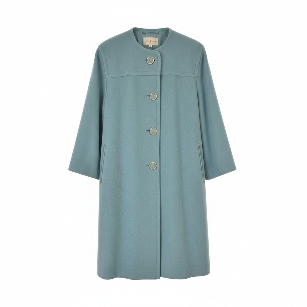Vintage Electre Coat Womens Large Mint Green Wool Cashmere Blend Made in Paris‎